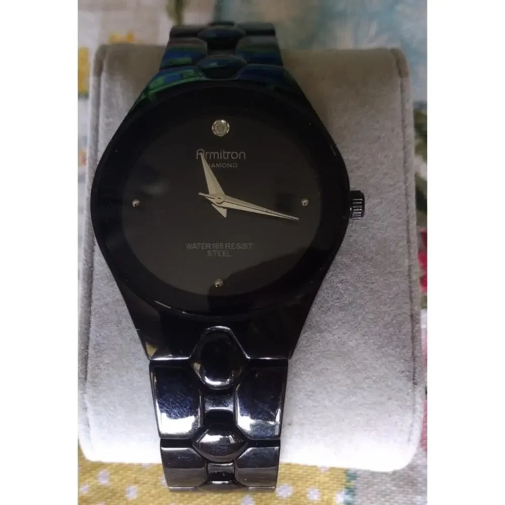 Armitron Diamond Dial Quartz Watch - Stainless Steel Back & Base Metal Bezel